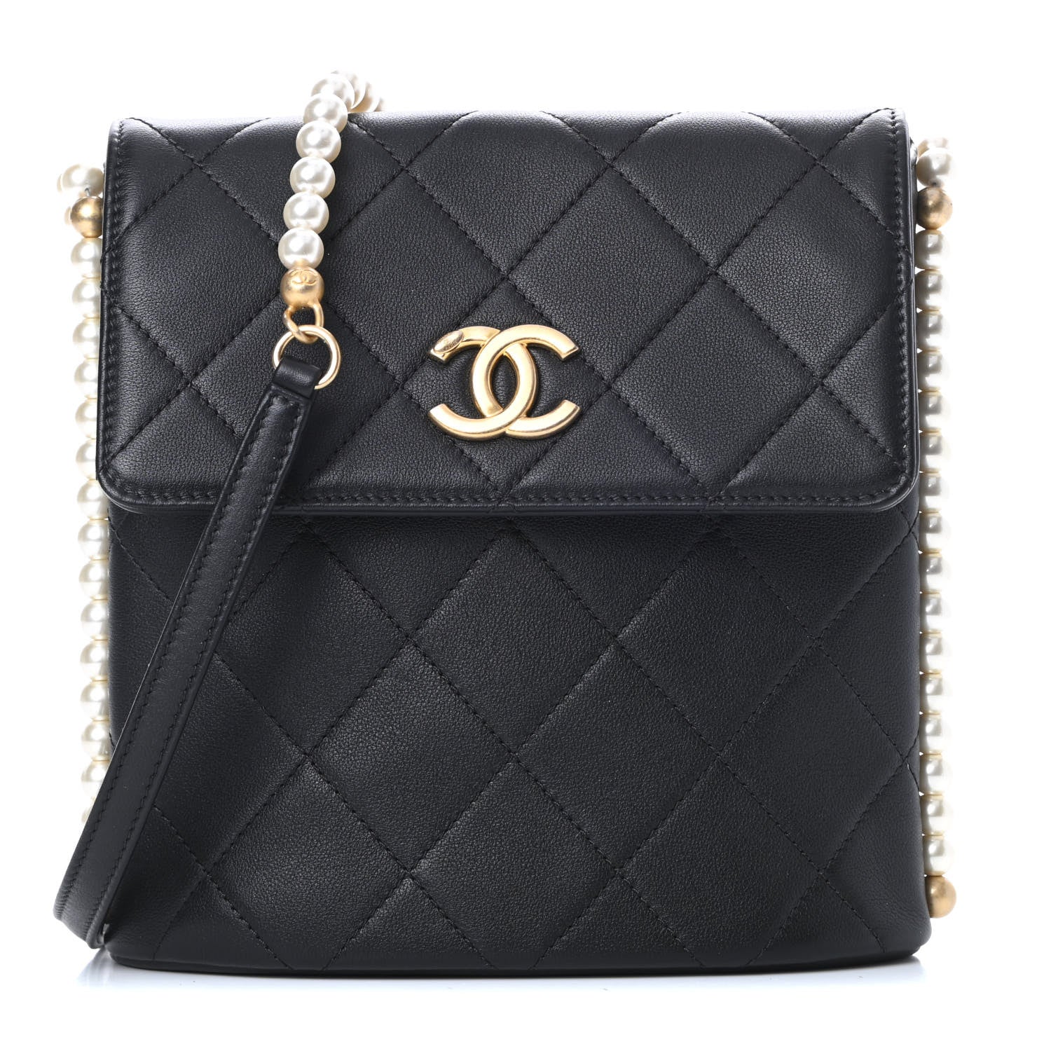 Chanel Calfskin Quilted Pearl Small About Pearls Hobo Bag Black 1 of 13
