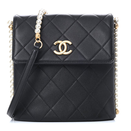 Chanel Calfskin Quilted Pearl Small About Pearls Hobo Bag Black 1 of 13
