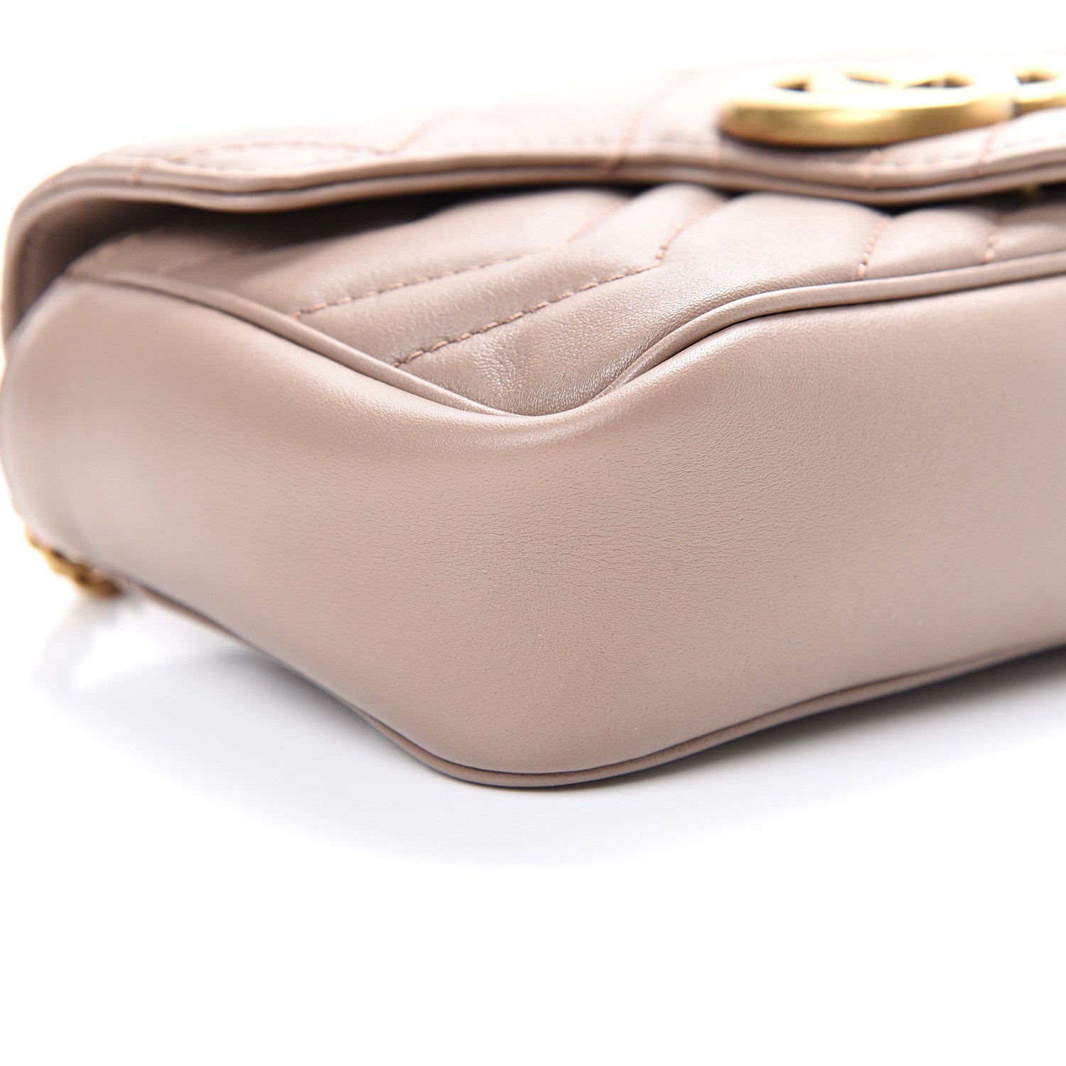 Gucci Calfskin Matelasse Super Mini GG Marmont Shoulder Bag Porcelain Rose 9 of 10