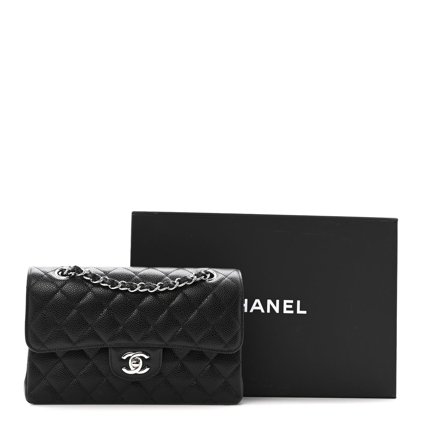 Caviar Quilted Small Double Flap Black