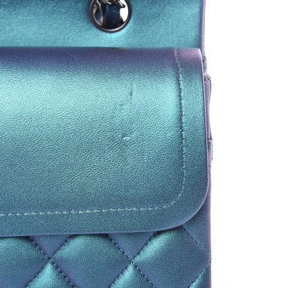 Chanel Metallic Lambskin Quilted Medium Double Flap Turquoise 10 of 13