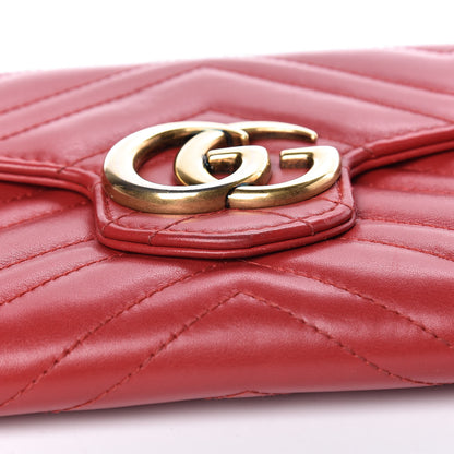 Gucci Calfskin Matelasse Mini GG Marmont Chain Wallet Hibiscus Red 12 of 17
