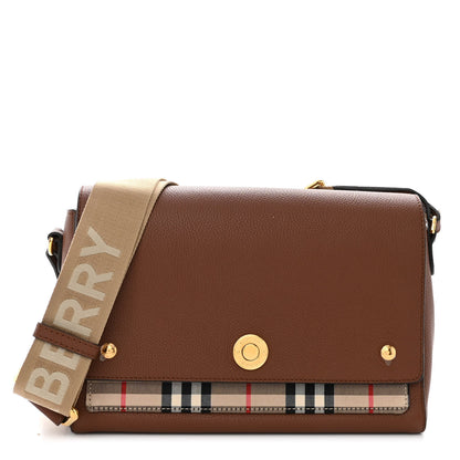 Burberry Calfskin Vintage Check Note Crossbody Bag Tan 1 of 10