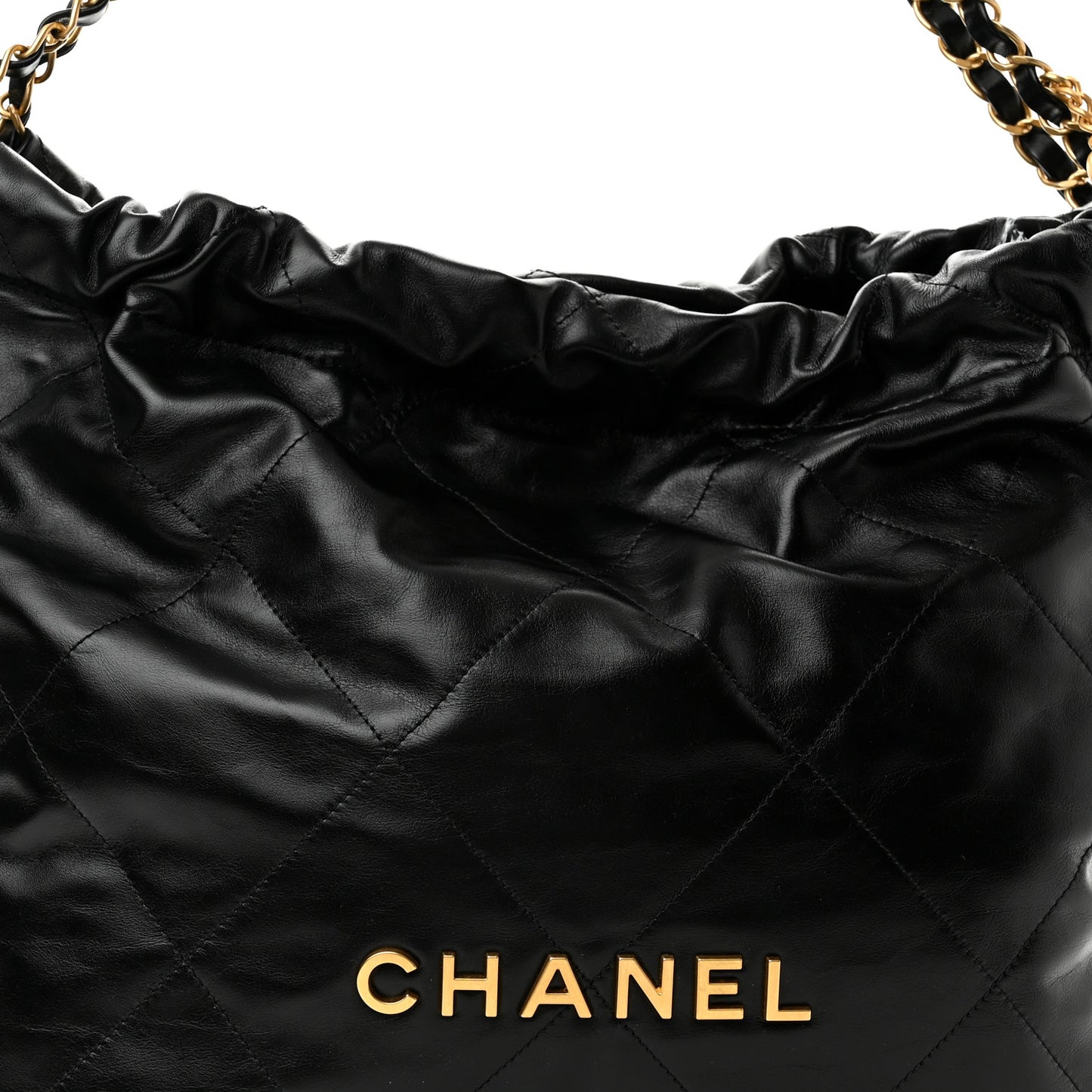 Shiny Calfskin Quilted Chanel 22 Black