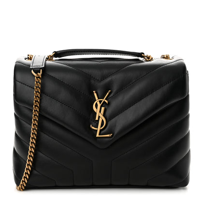 Saint Laurent Calfskin Y Quilted Monogram Small Loulou Chain Satchel Black 1 of 11