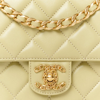 Chanel Shiny Lambskin Quilted Mini Flap Green 9 of 11