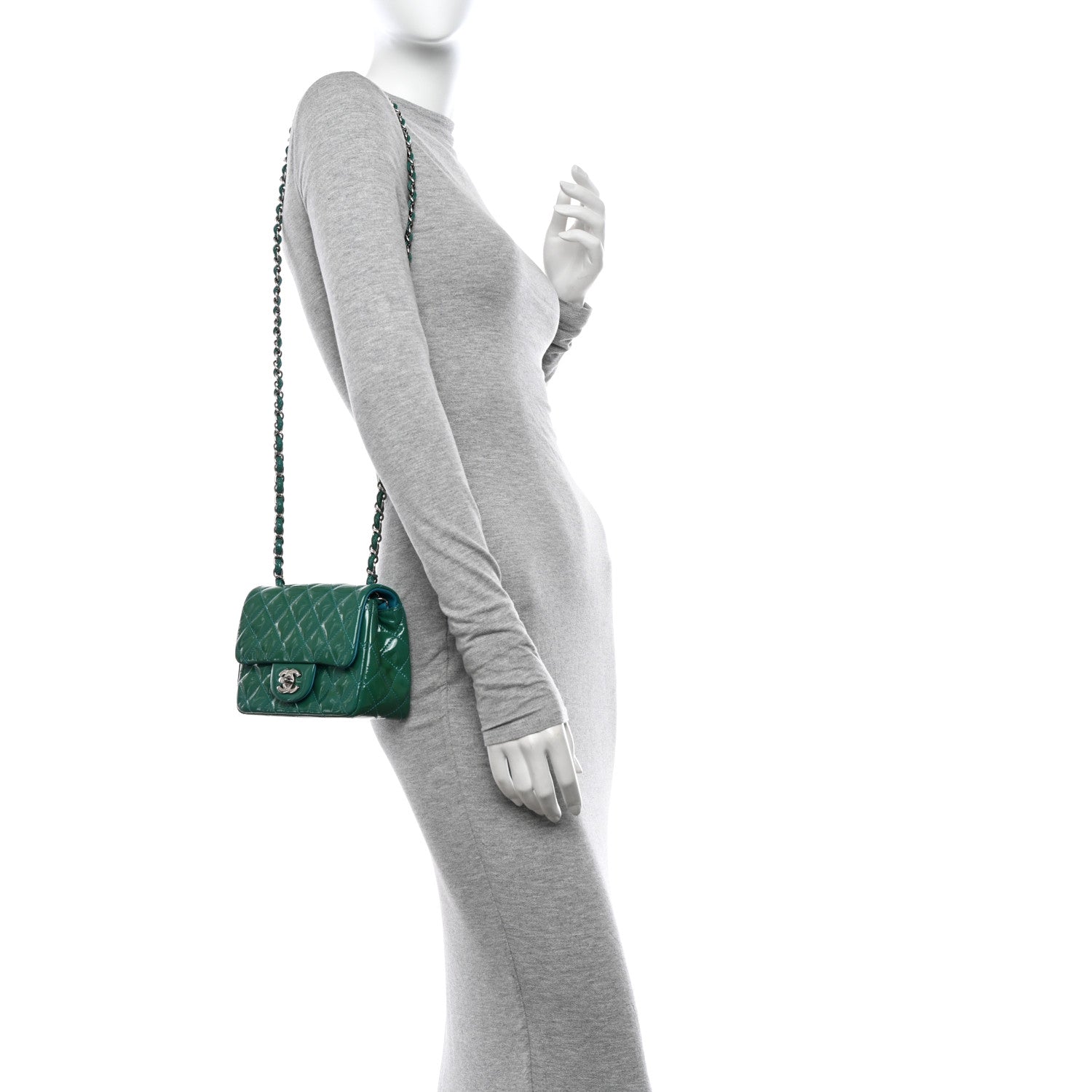 Chanel Patent Quilted Mini Square Flap Blue 2 of 10