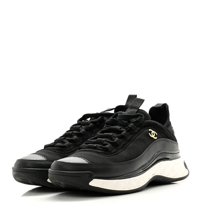 Chanel Velvet Calfskin Mixed Fibers CC Sneakers 40 Black 3 of 12