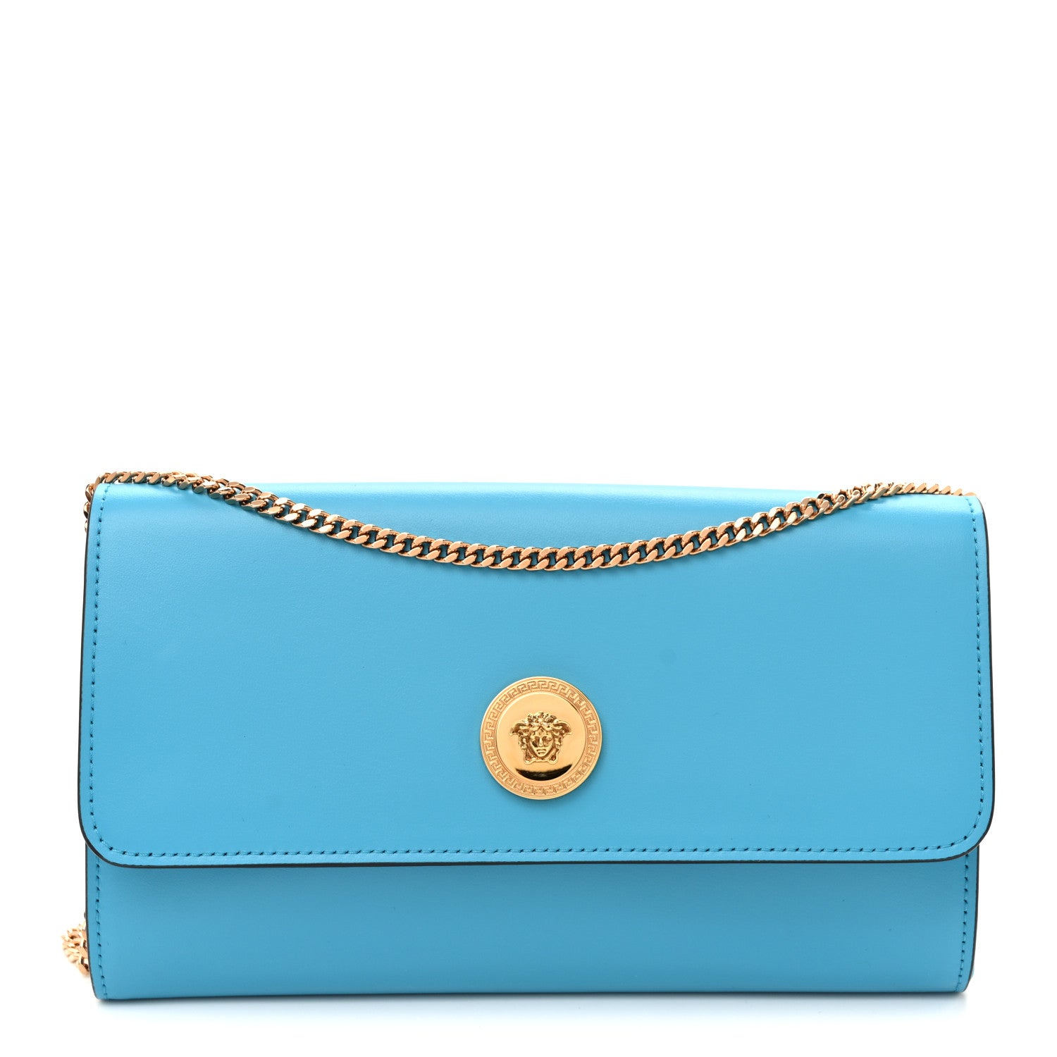 Versace Calfskin Medusa Wallet on Chain Crossbody Blue 1 of 9