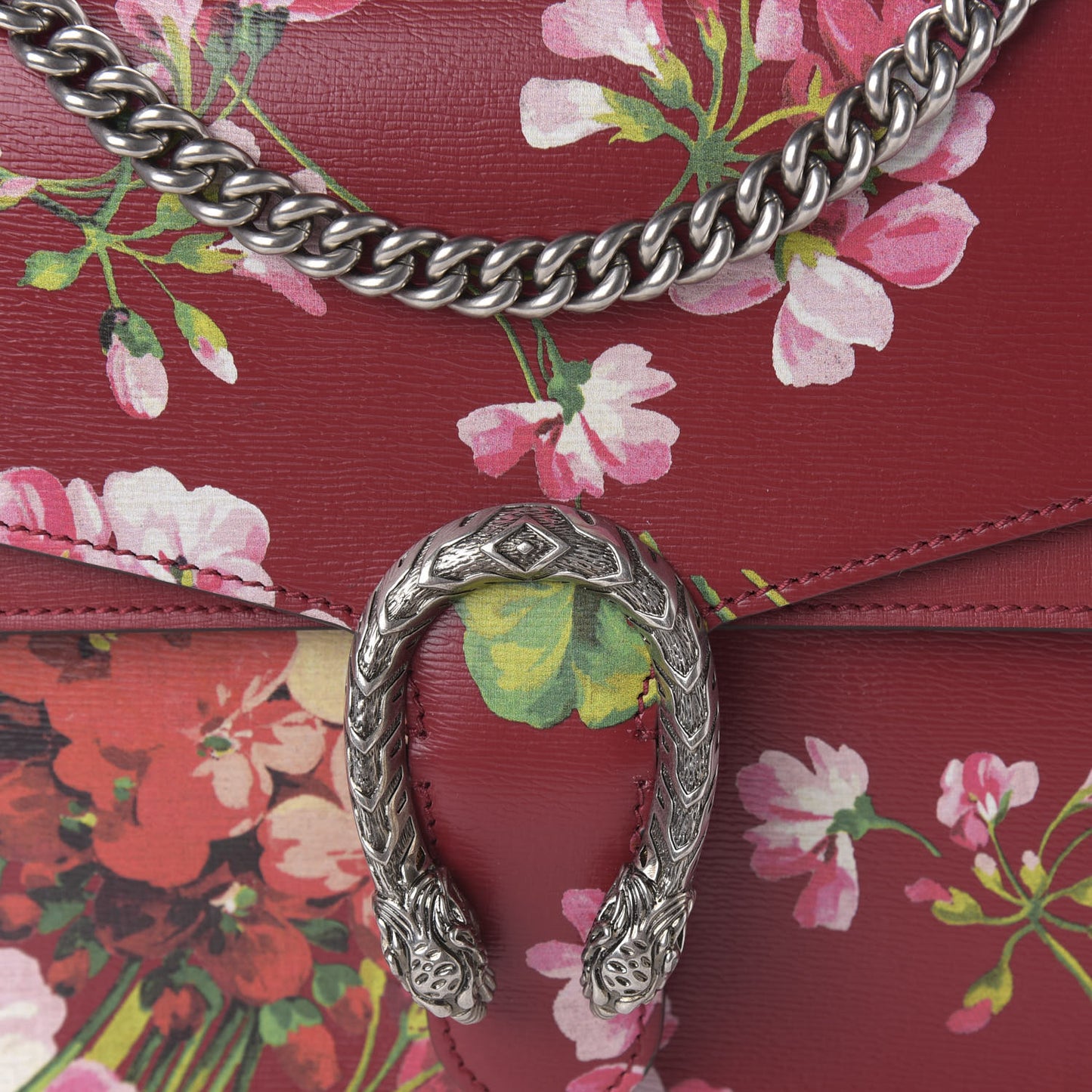 Calfskin Blooms Print Medium Dionysus Shoulder Bag Romantic Cherry Multicolor