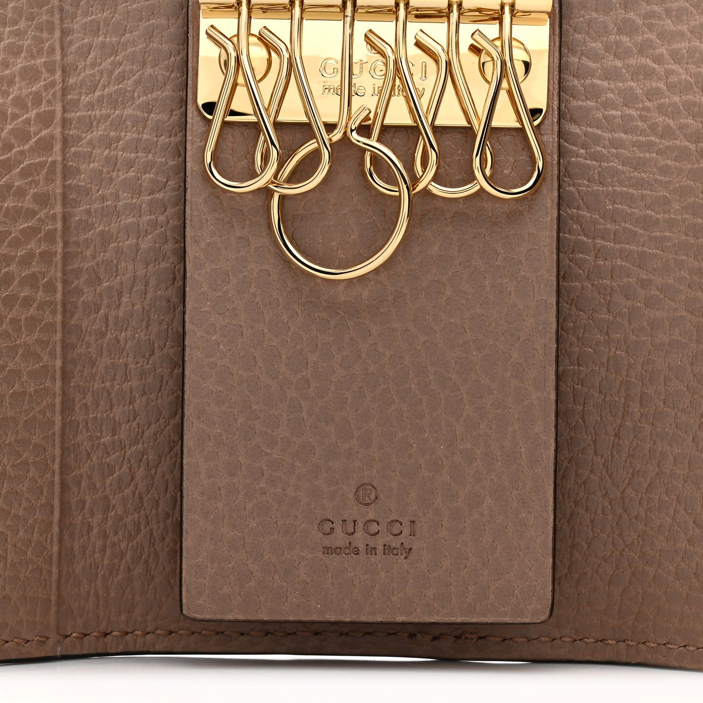 Dollar Calfskin GG Supreme Monogram GG Marmont 6 Key Holder Case Porcelain Rose Beige Ebony