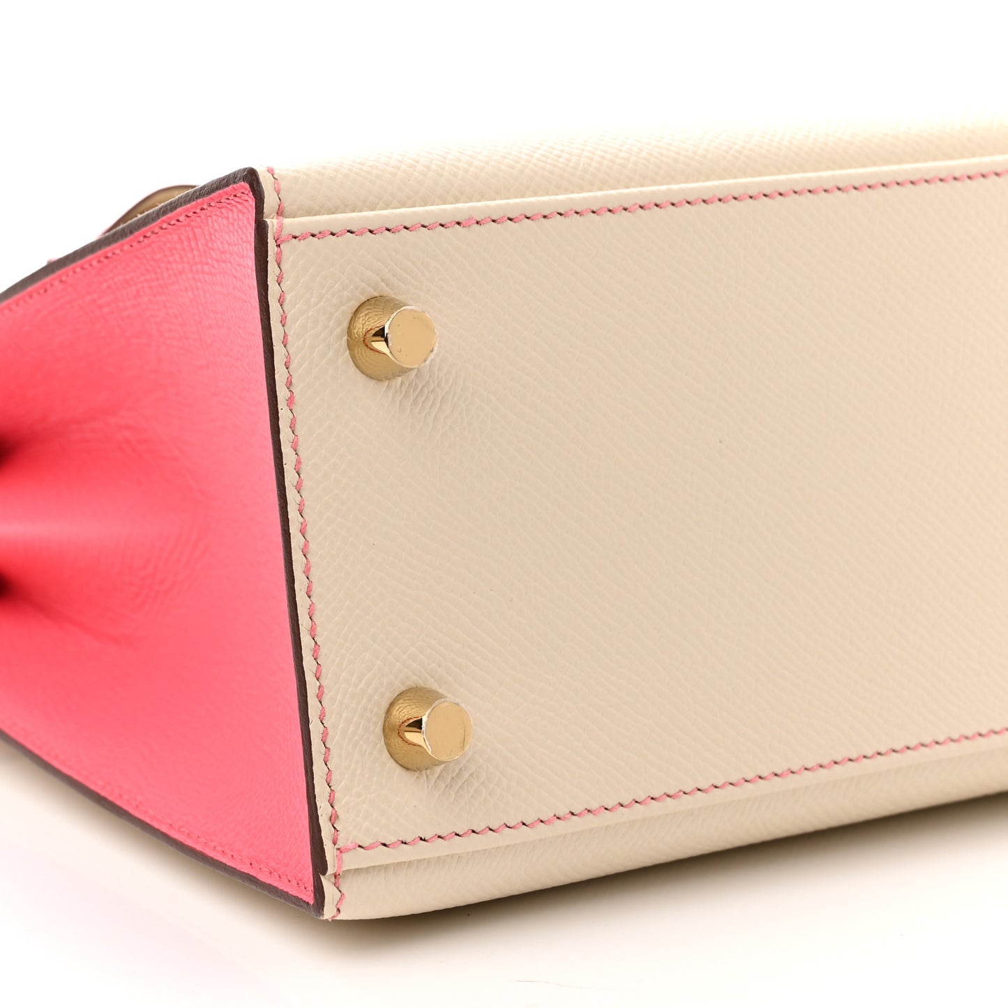 Epsom Bi-Color Horseshoe Kelly Sellier 25 Craie Rose Azalee