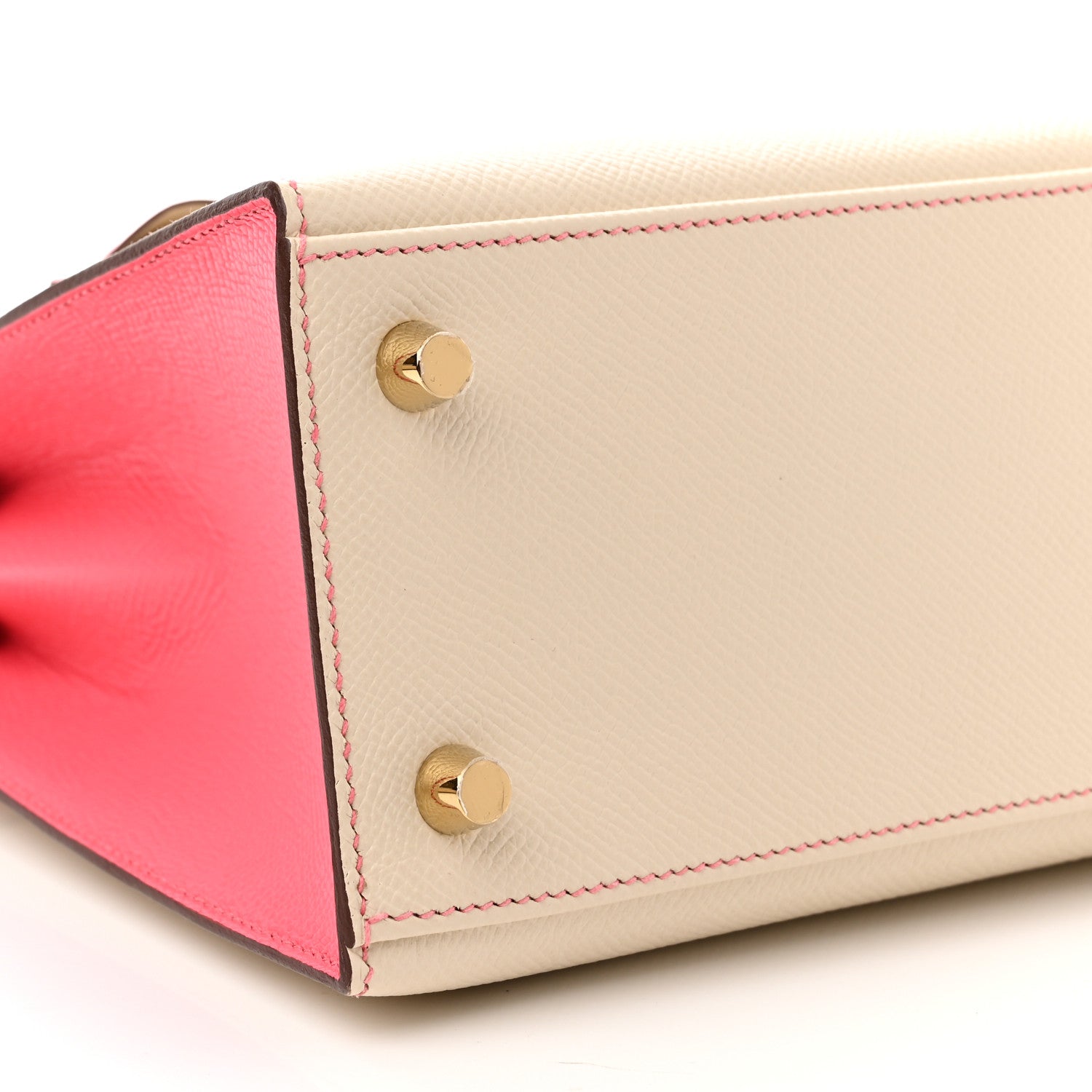Hermes Epsom Bi-Color Horseshoe Kelly Sellier 25 Craie Rose Azalee 8 of 10
