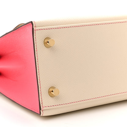 Hermes Epsom Bi-Color Horseshoe Kelly Sellier 25 Craie Rose Azalee 8 of 10