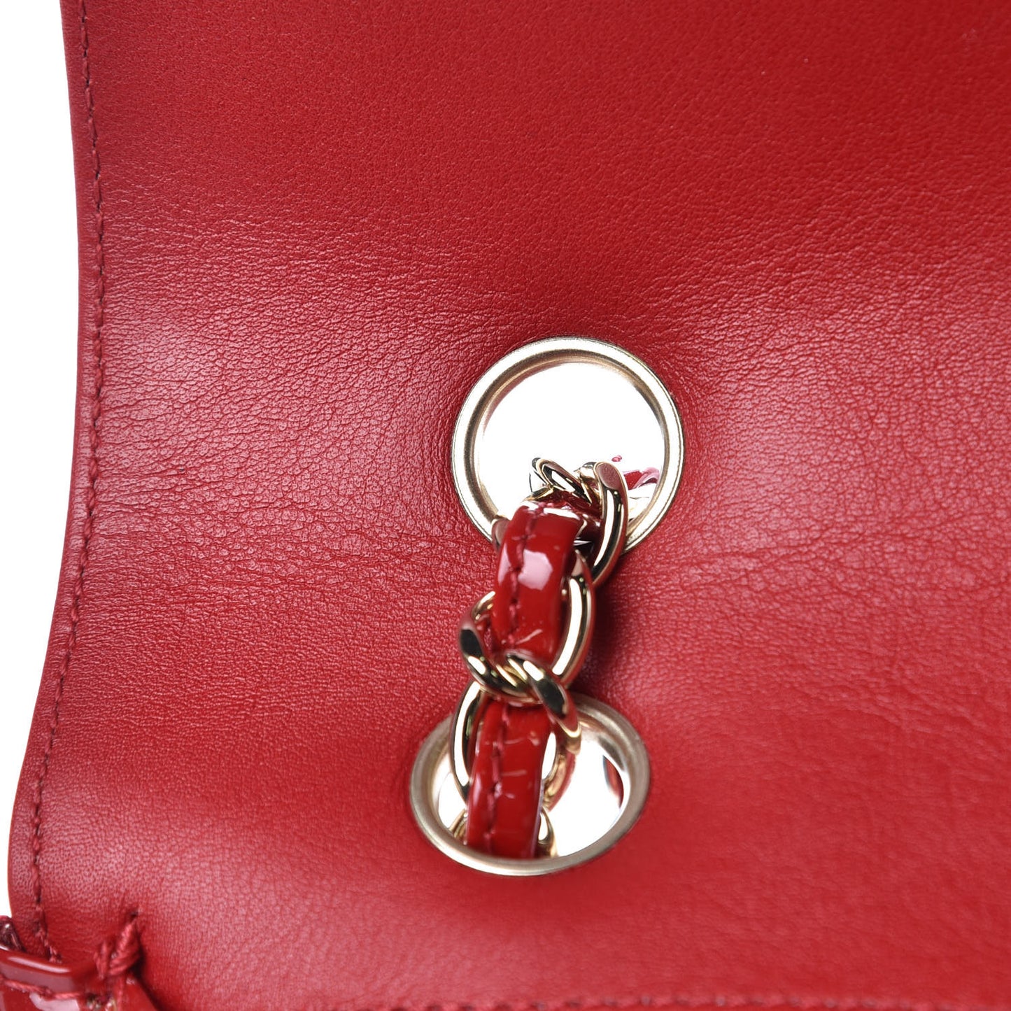 Patent Calfskin Quilted Valentine Charms Medium Single Flap Red