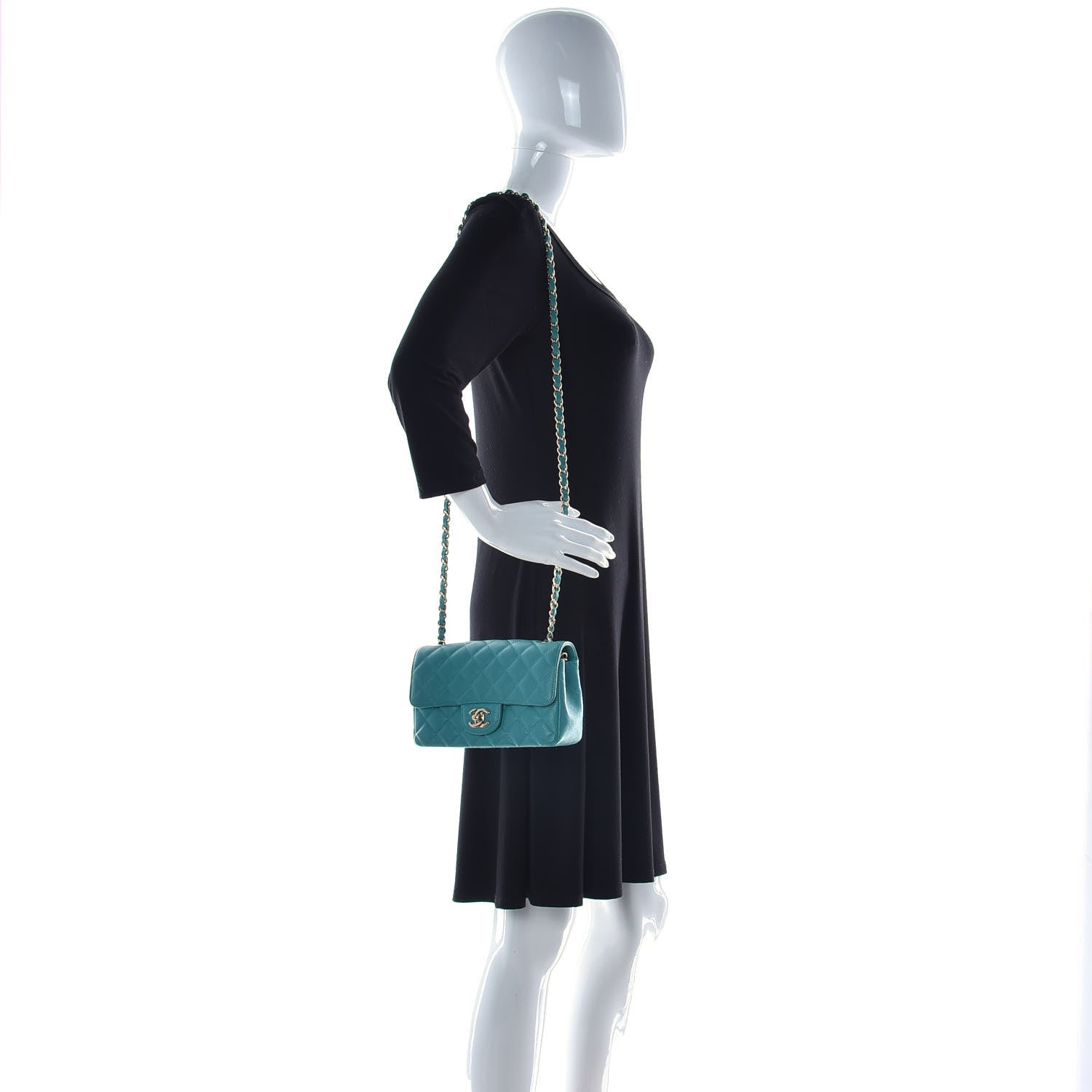 Chanel Caviar Quilted Mini Rectangular Flap Turquoise 1 of 1