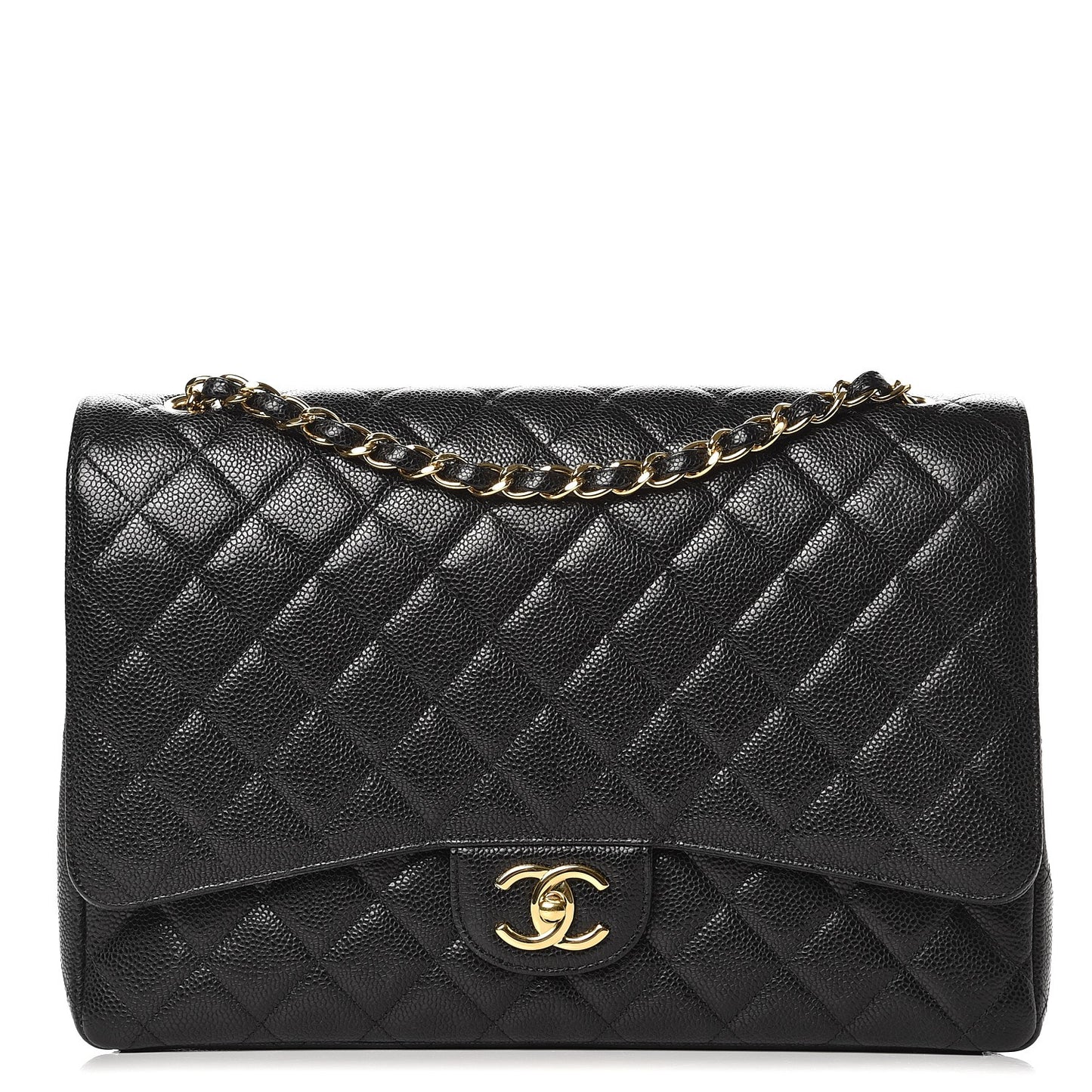 Caviar Quilted Maxi Double Flap Black