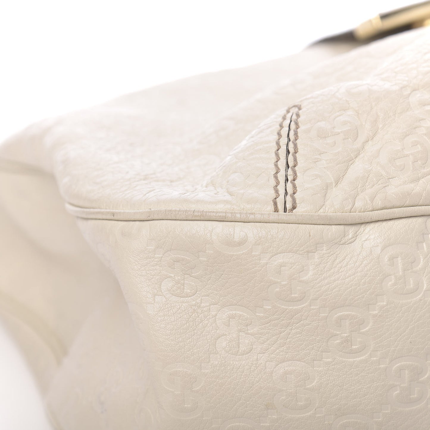 Guccissima Large New Ladies Web Hobo Off White