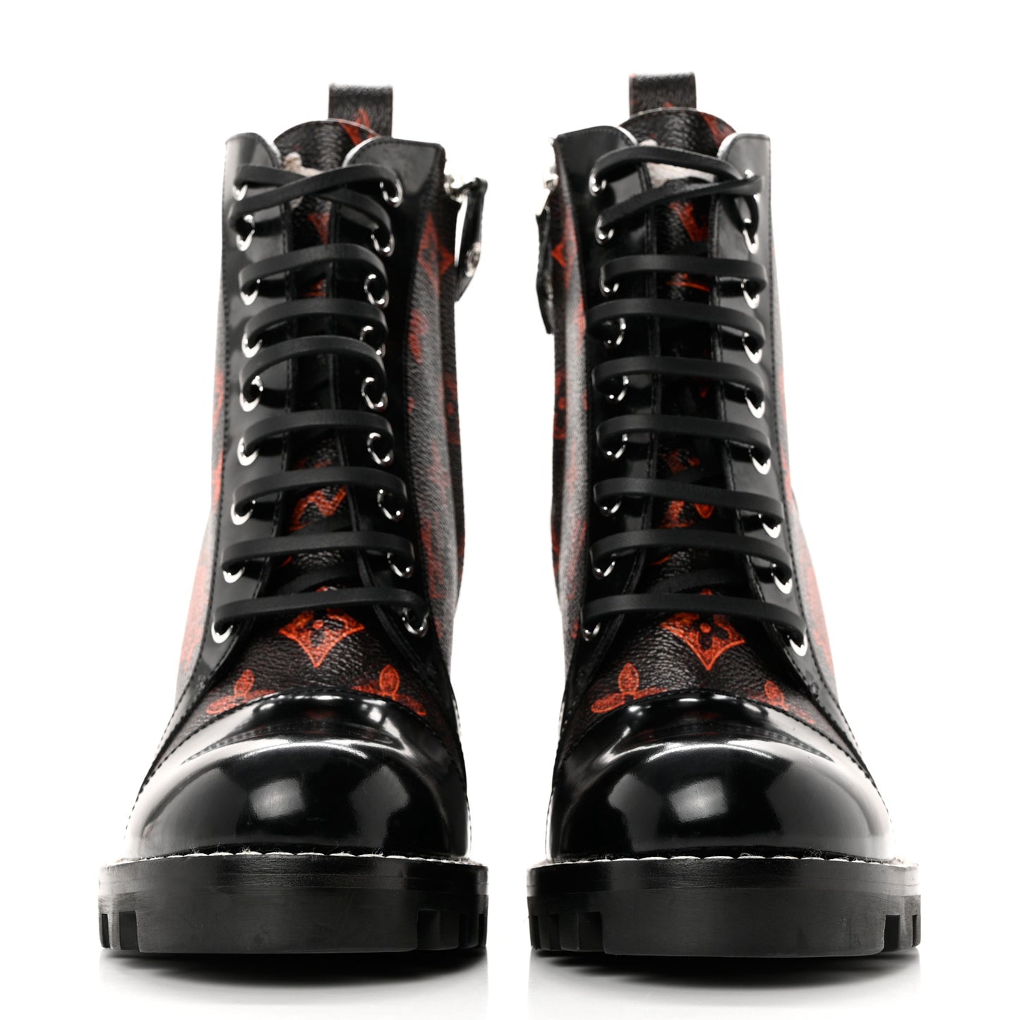 Patent Calfskin Catogram Star Trail Ankle Boots Black Marron 39
