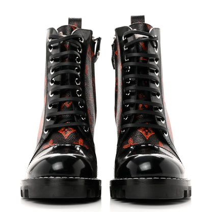 Louis Vuitton Patent Calfskin Catogram Star Trail Ankle Boots Black Marron 39 2 of 8