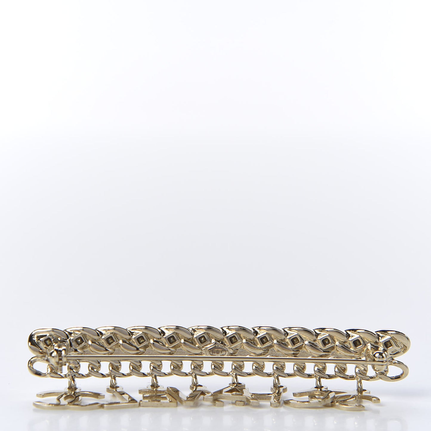 Crystal CC Logo Charms Brooch Gold