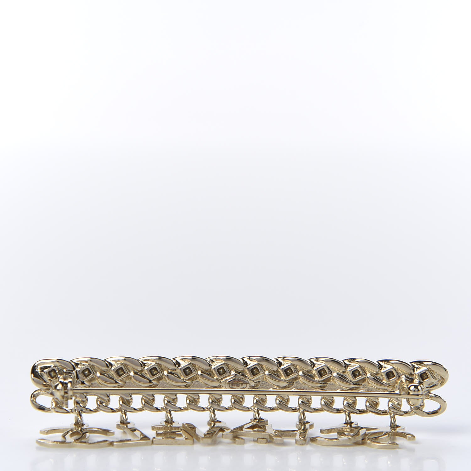 Chanel Crystal CC Logo Charms Brooch Gold 2 of 3