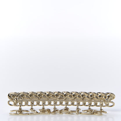 Chanel Crystal CC Logo Charms Brooch Gold 2 of 3