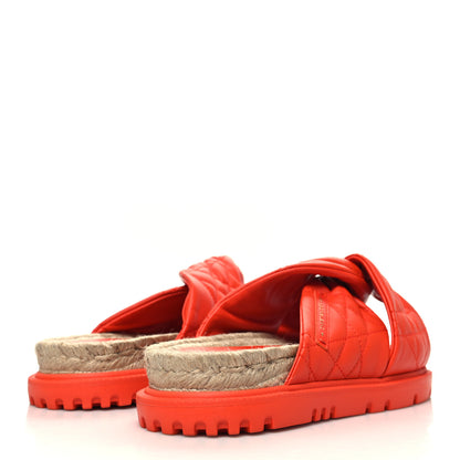 Christian Dior Calfskin Cannage Dtwist Espadrille Platform Sandals 38 Orange 4 of 8
