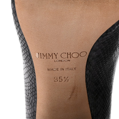 Jimmy Choo Calfskin Snakeskin Embossed Dianne Pump 35.5 Black 7 of 8