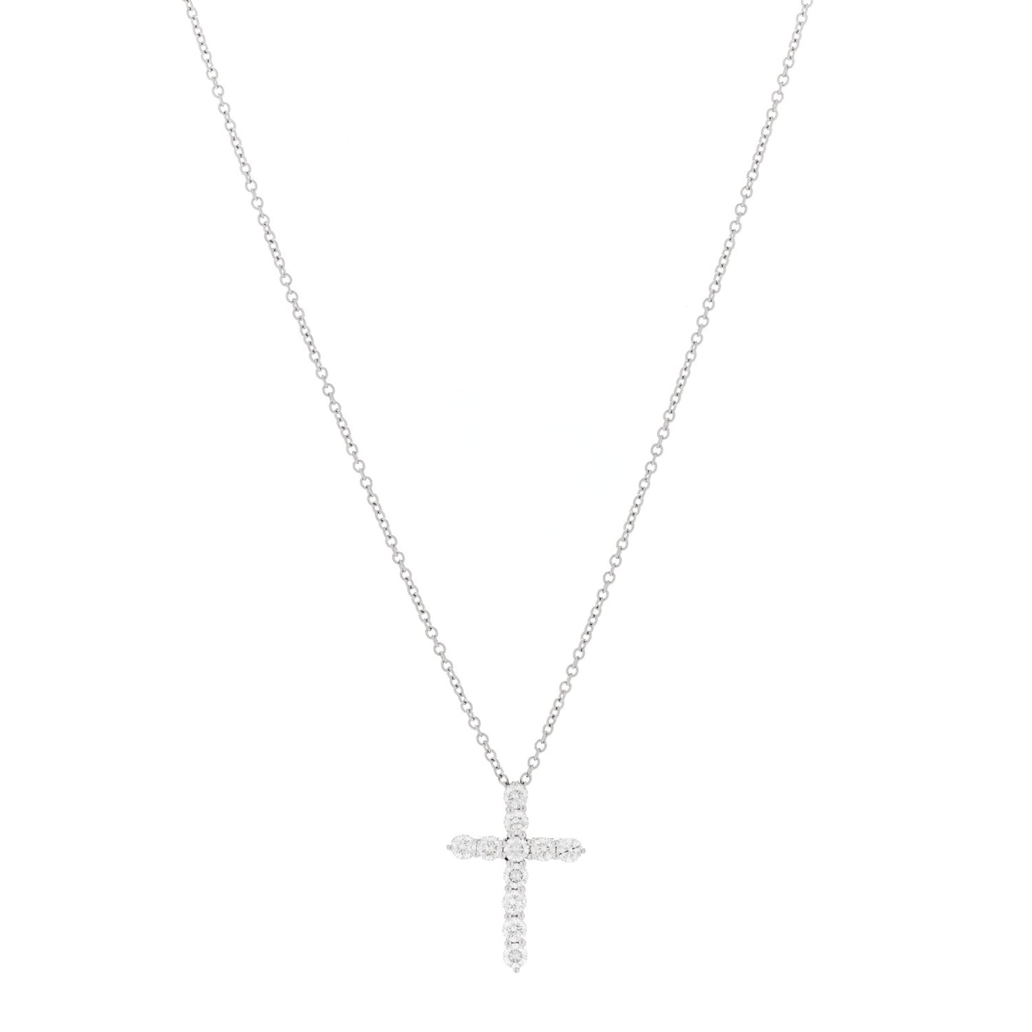 Platinum Diamond Small Cross Pendant Necklace