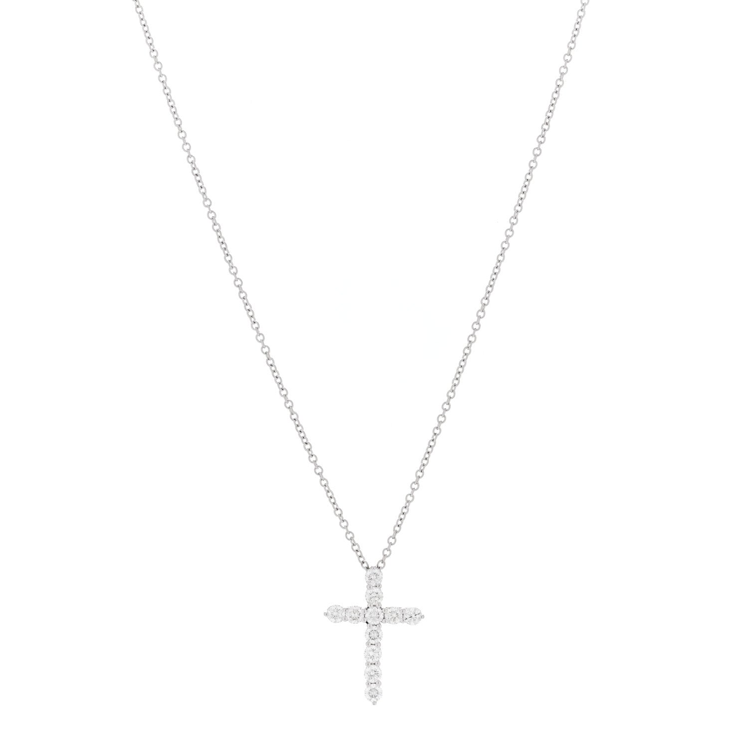 Tiffany Platinum Diamond Small Cross Pendant Necklace 1 of 6