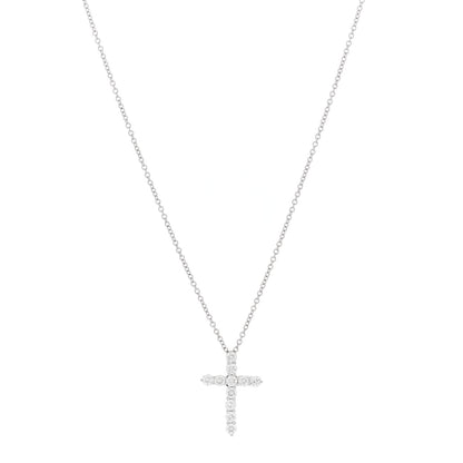 Tiffany Platinum Diamond Small Cross Pendant Necklace 1 of 6