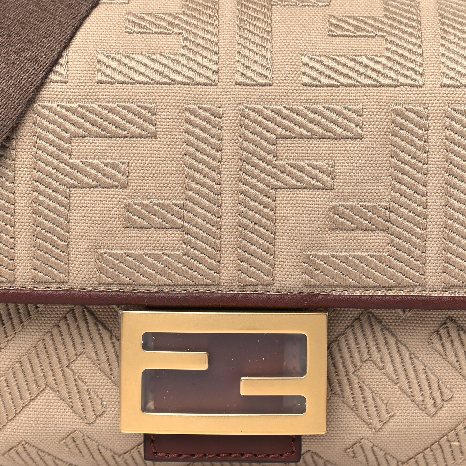 Fendi Sardinian Jacquard Vitello King FF 1974 Embroidered Baguette Sand Ghianda 8 of 10