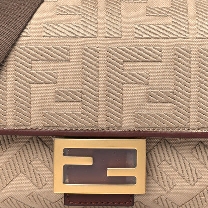 Fendi Sardinian Jacquard Vitello King FF 1974 Embroidered Baguette Sand Ghianda 8 of 10