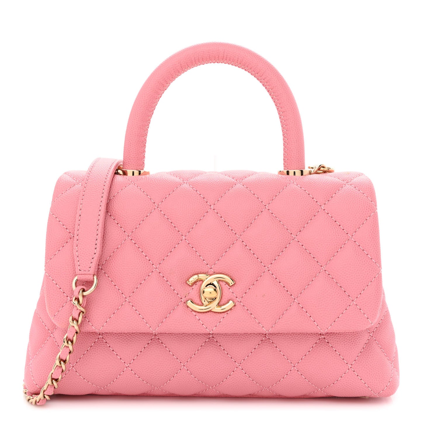 Caviar Quilted Mini Coco Handle Flap Pink