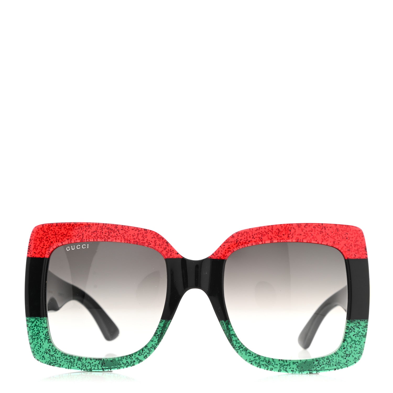 Gucci Acetate Square Frame Sunglasses GG0083S Glitter Red Black Green 2 of 8