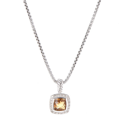 David Yurman Sterling Silver Diamond Citrine 7mm Petite Albion Pendant Necklace 3 of 6