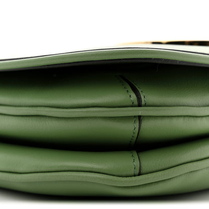 Gucci Roxy Calfskin Web Medium Blondie Top Handle Shoulder Flap Bag Salamander Green 10 of 11