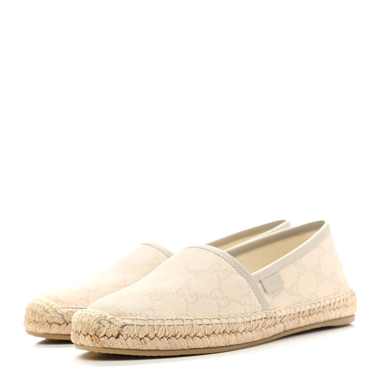 Washed Cotton Miro Soft Calfskin GG Monogram Espadrilles 36.5 White Mystic White