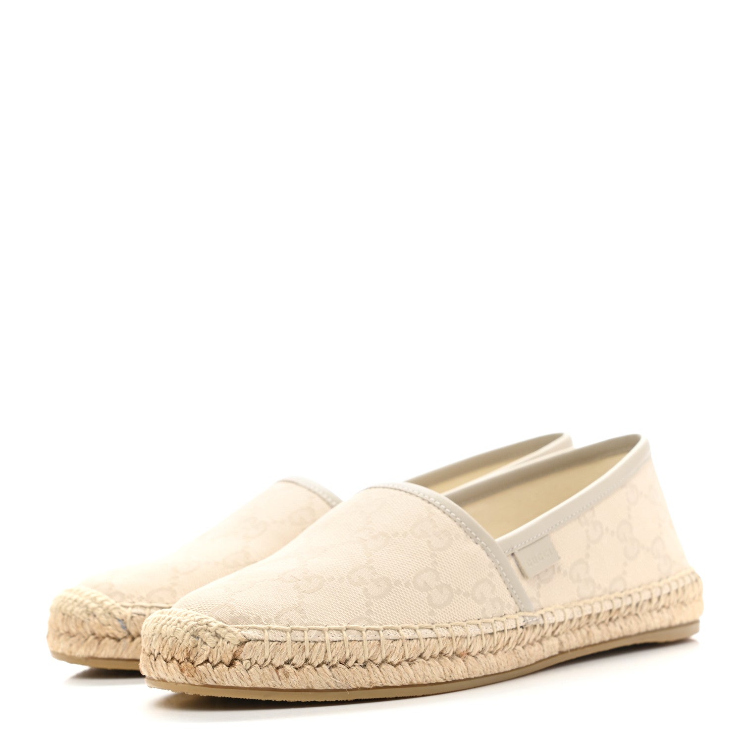 Gucci Washed Cotton Miro Soft Calfskin GG Monogram Espadrilles 36.5 White Mystic White 3 of 9