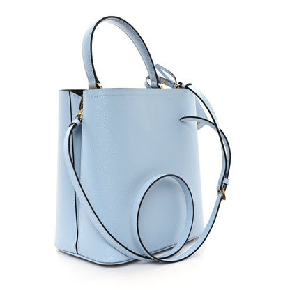 Prada Saffiano Cuir Calfskin Medium Panier Bucket Bag Astrale Blue 2 of 9