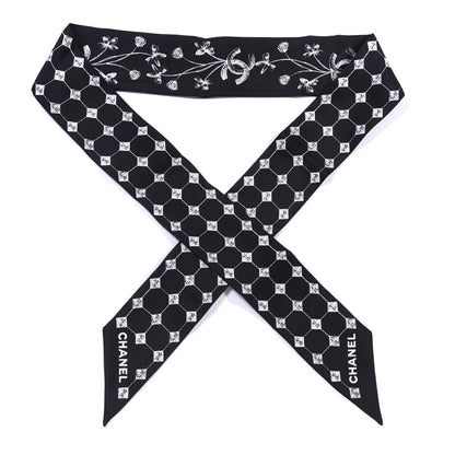 Chanel Silk CC Slim Bandeau Scarf Black White 1 of 3