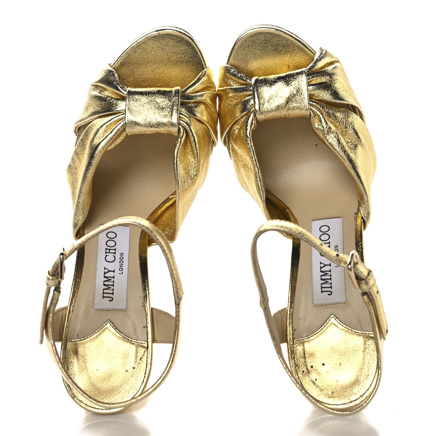 Jimmy Choo Metallic Calfskin Heloise Ankle Strap 120mm Platform Sandals 37 Gold 2 of 13