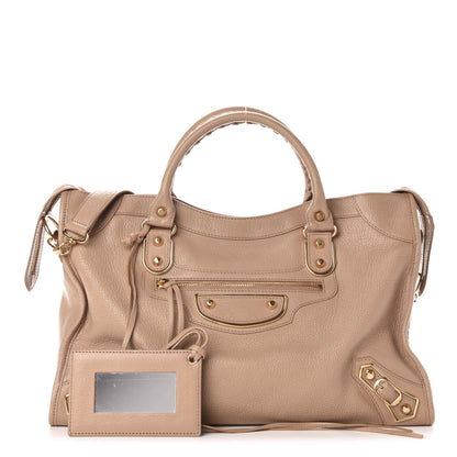 Balenciaga Chevre Gold Metallic Edge Hardware City Rose Des Sables 1 of 13
