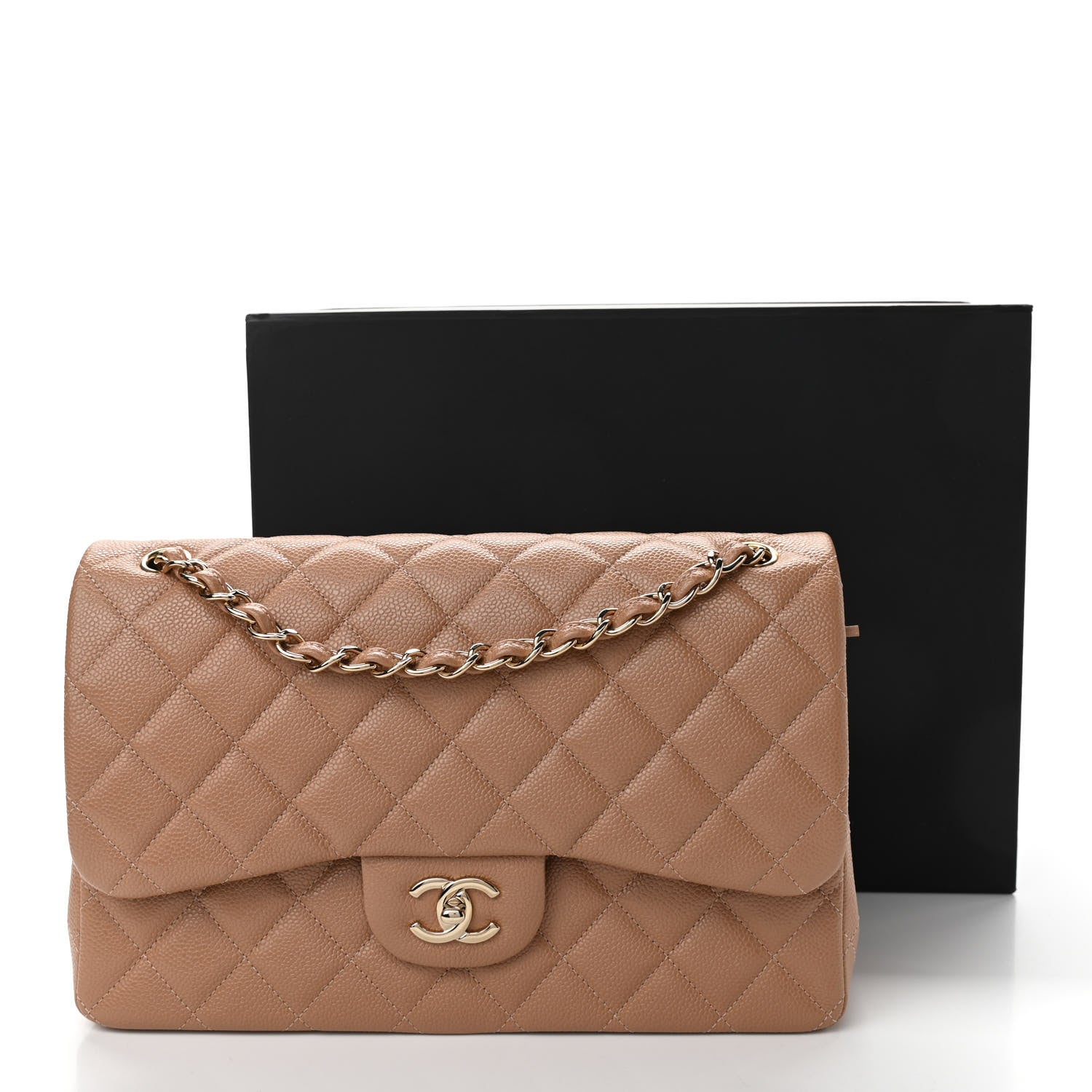 Chanel Caviar Quilted Jumbo Double Flap Beige 11 of 11
