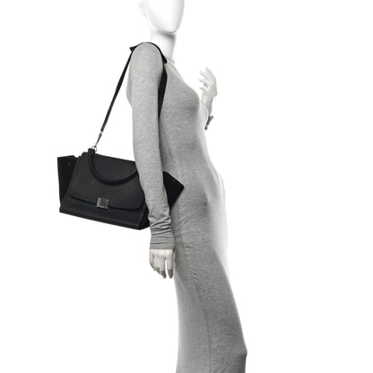 Celine Drummed Calfskin Suede Small Trapeze Black 2 of 10