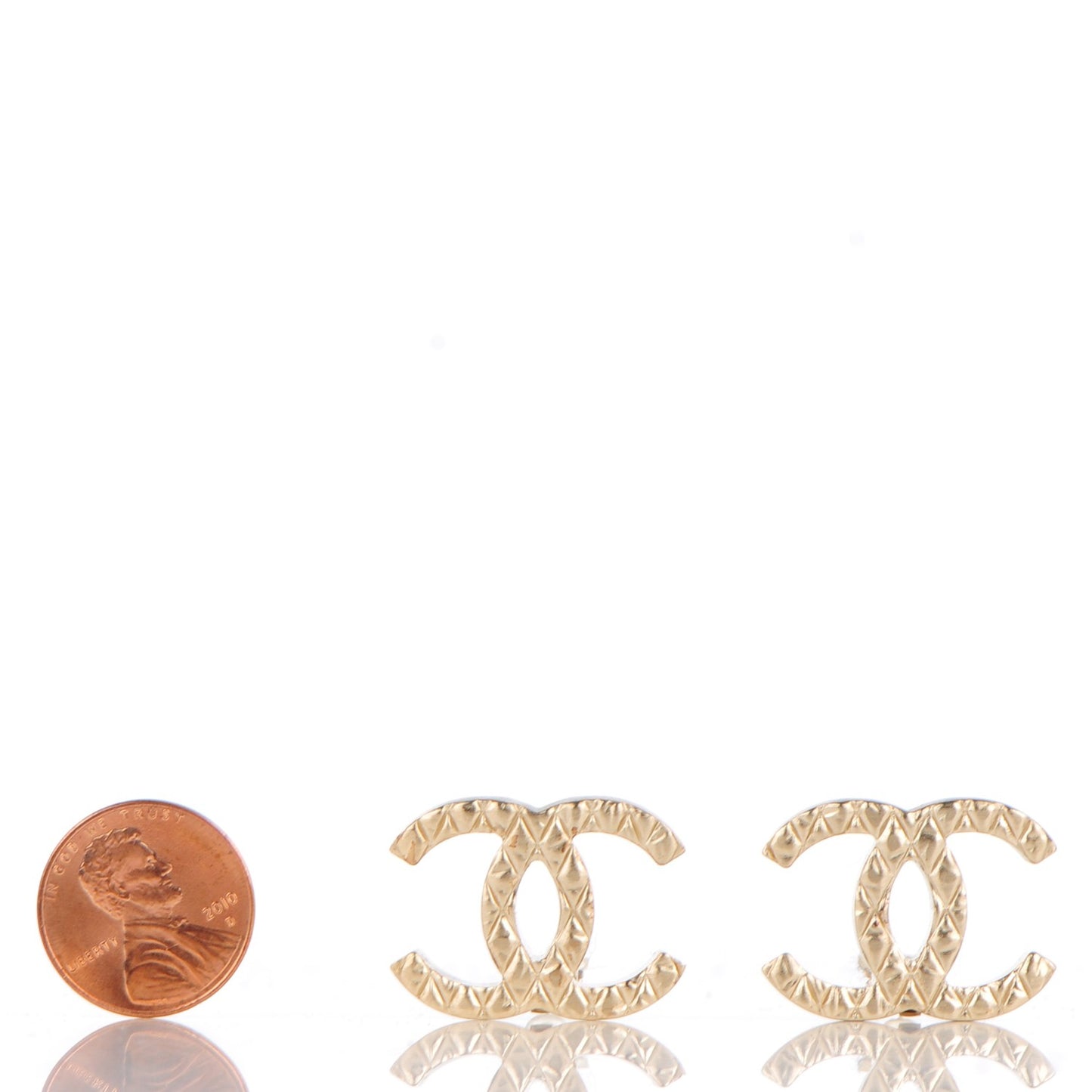 Textured CC Clip On Earrings Light Gold