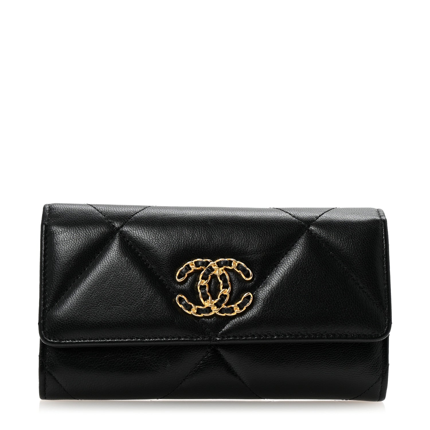 Chanel Lambskin Quilted Chanel 19 Flap Wallet Black 1 of 8