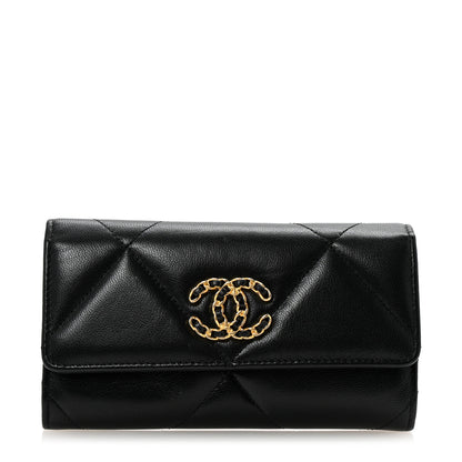 Chanel Lambskin Quilted Chanel 19 Flap Wallet Black 1 of 8