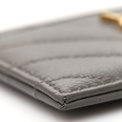Saint Laurent Grain De Poudre Matelasse Chevron Monogram Credit Card Case Fog 9 of 11